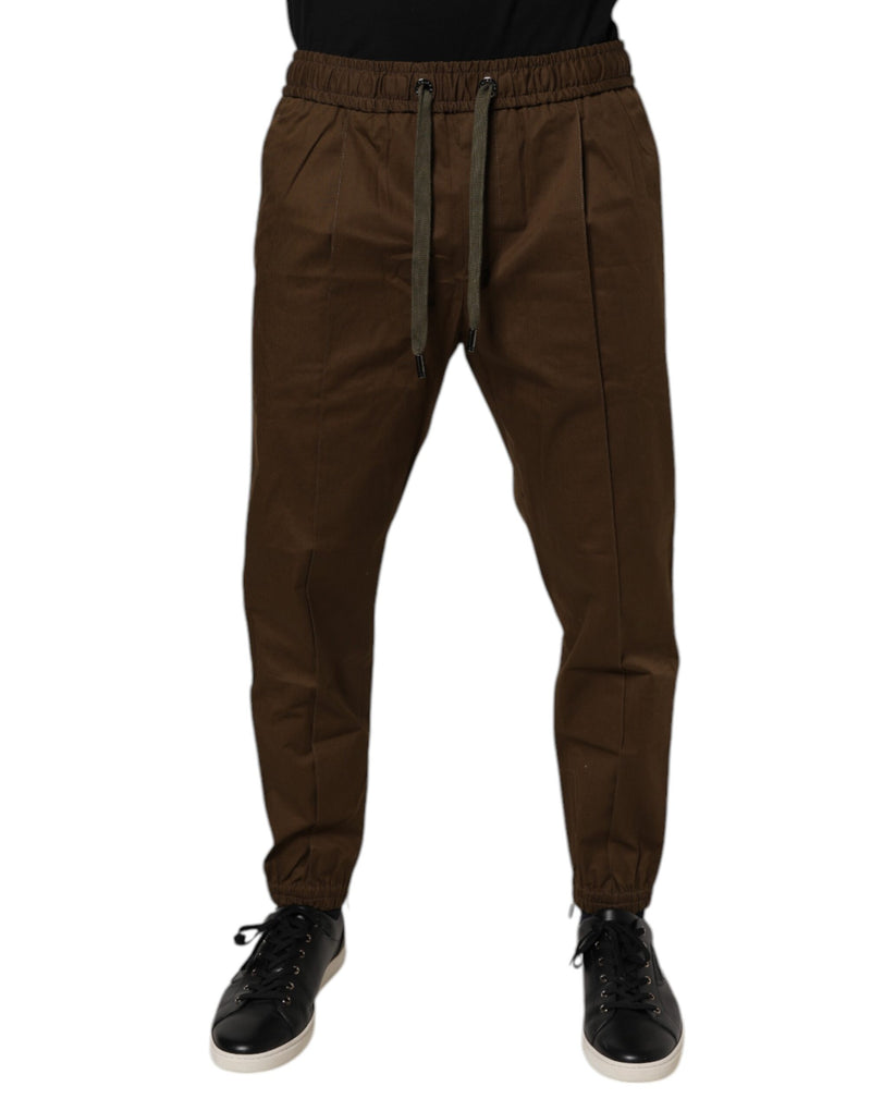 Pantalon de jogging en coton extensible marron Dolce &amp; Gabbana