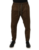 Pantalon de jogging en coton extensible marron Dolce &amp; Gabbana