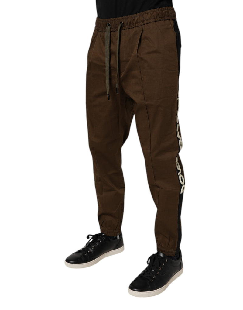 Pantalon de jogging en coton extensible marron Dolce &amp; Gabbana