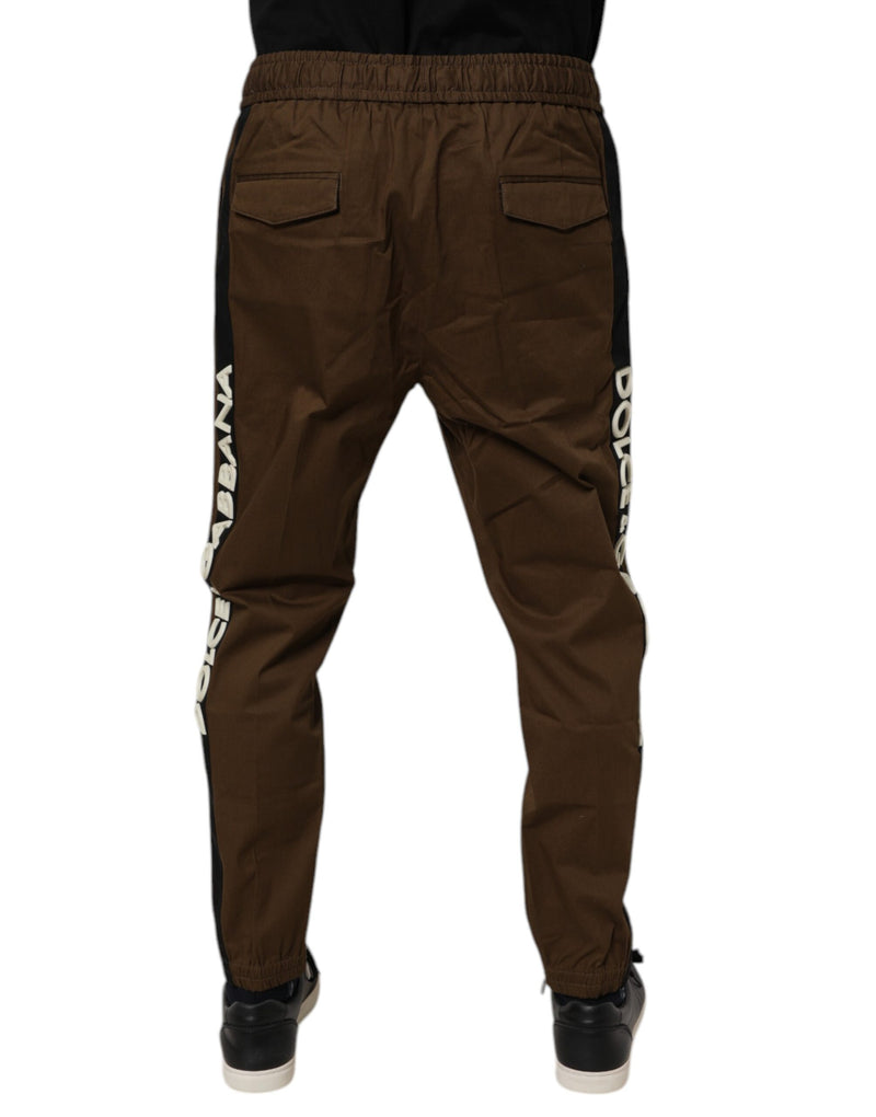 Pantalon de jogging en coton extensible marron Dolce &amp; Gabbana