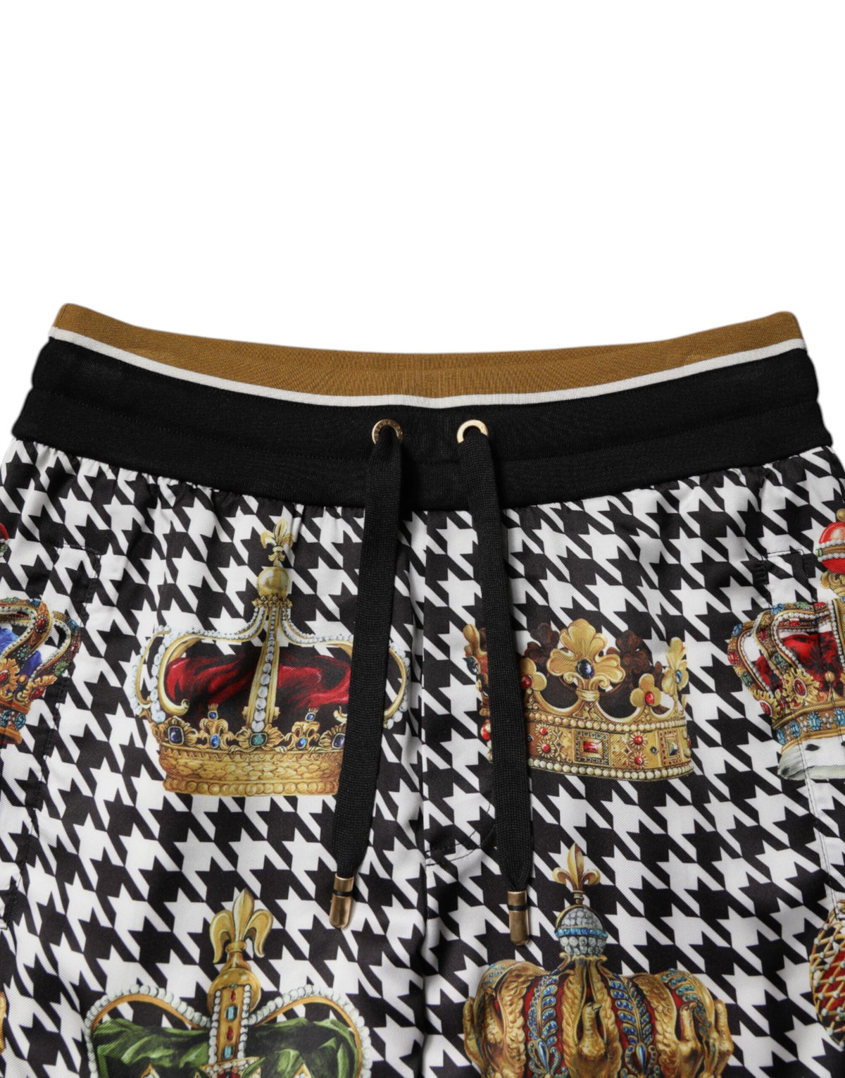 Pantalon de survêtement homme Dolce &amp; Gabbana en tweed à carreaux multicolores, modèle Crown.