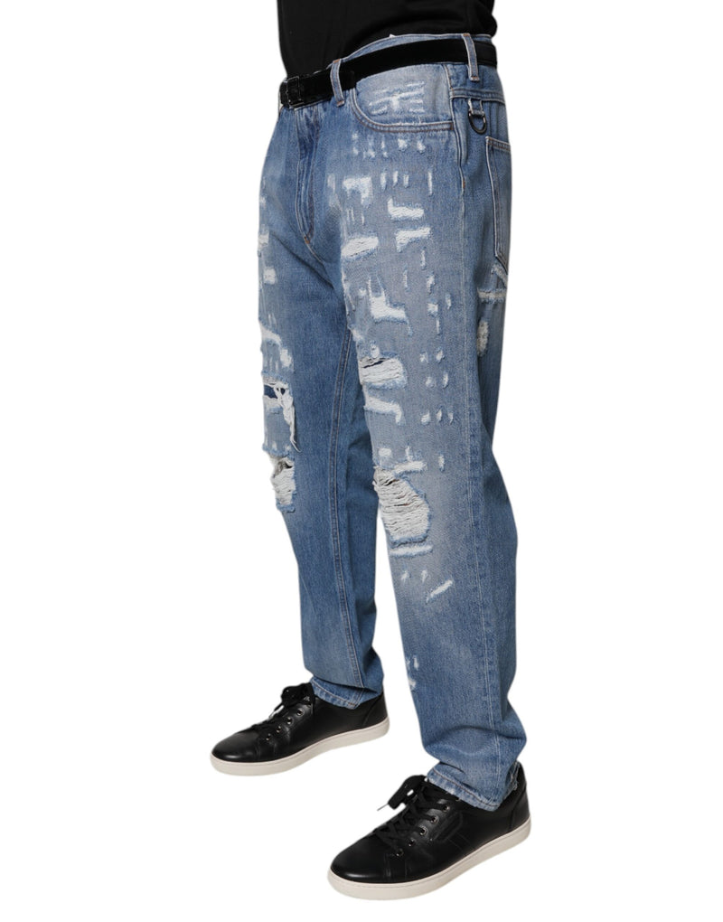 Jeans en jean droit bleu déchiré Dolce &amp; Gabbana