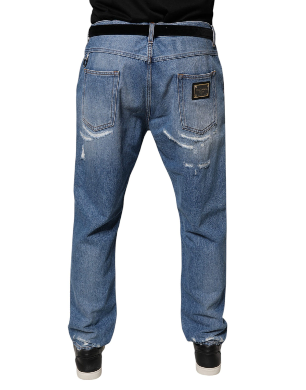Jeans en jean droit bleu déchiré Dolce &amp; Gabbana
