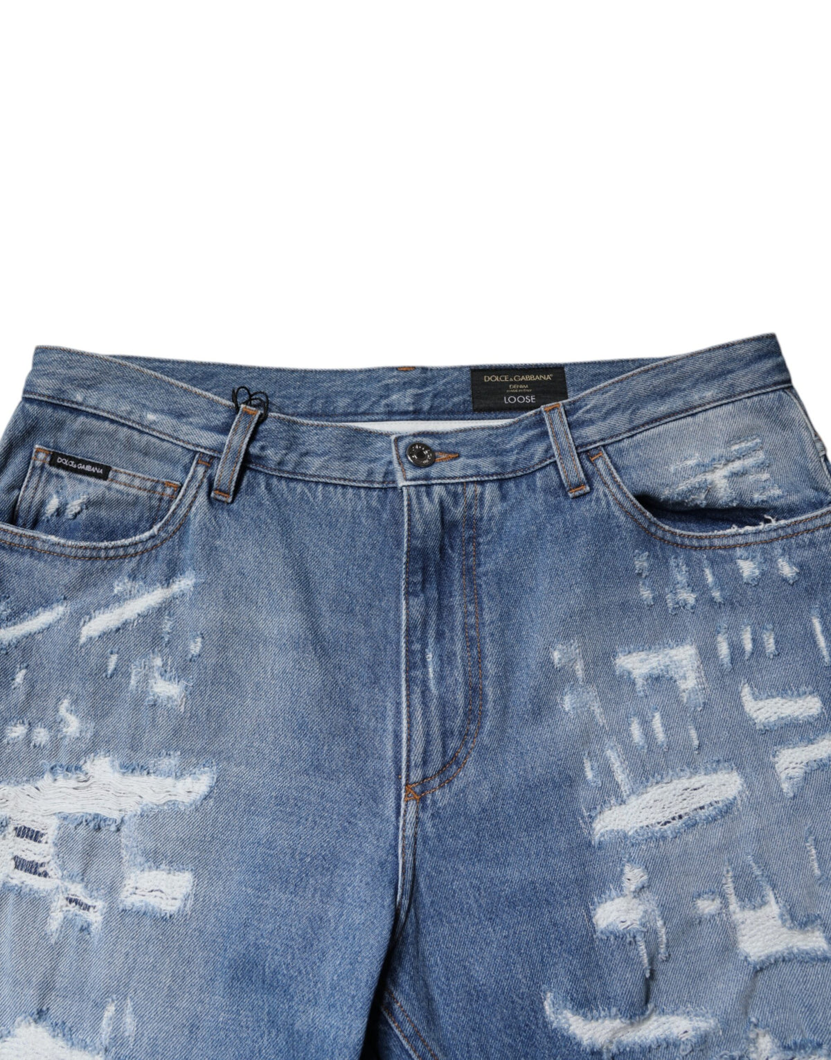 Jeans en jean droit bleu déchiré Dolce &amp; Gabbana