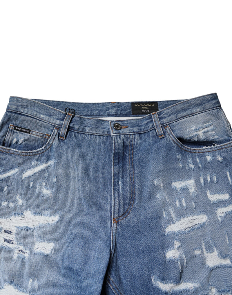 Jeans en jean droit bleu déchiré Dolce &amp; Gabbana