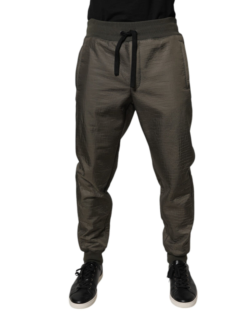 Pantalon de survêtement en cuir d'agneau marron pour homme de Dolce &amp; Gabbana