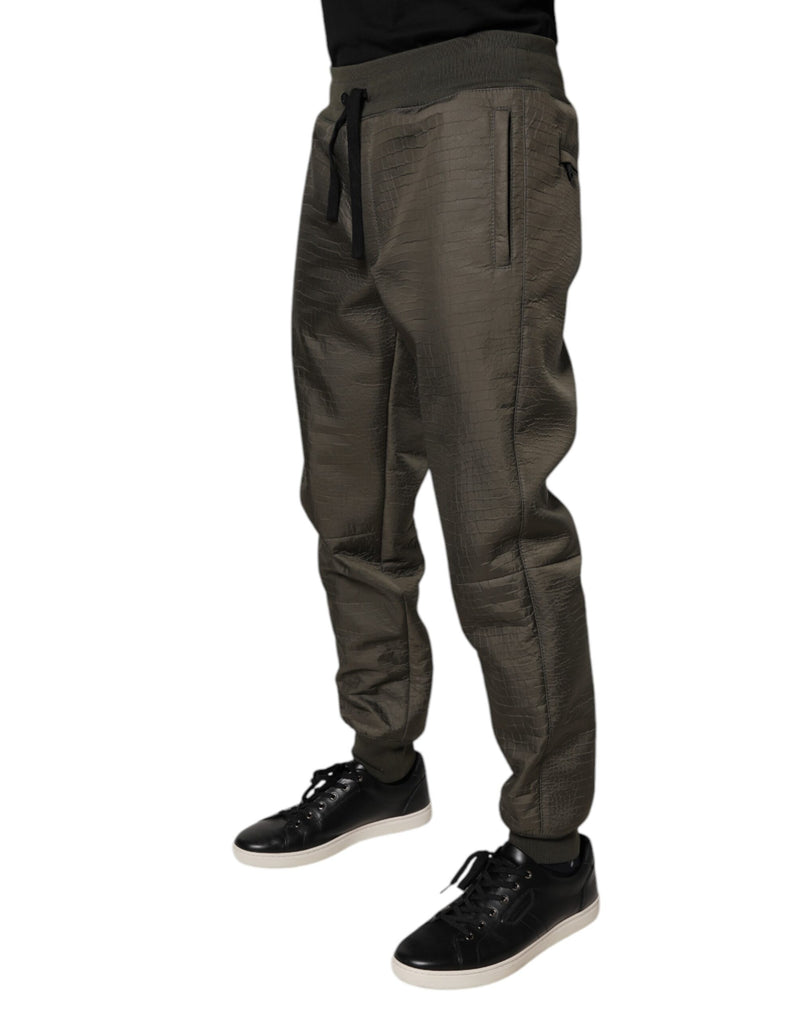 Pantalon de survêtement en cuir d'agneau marron pour homme de Dolce &amp; Gabbana