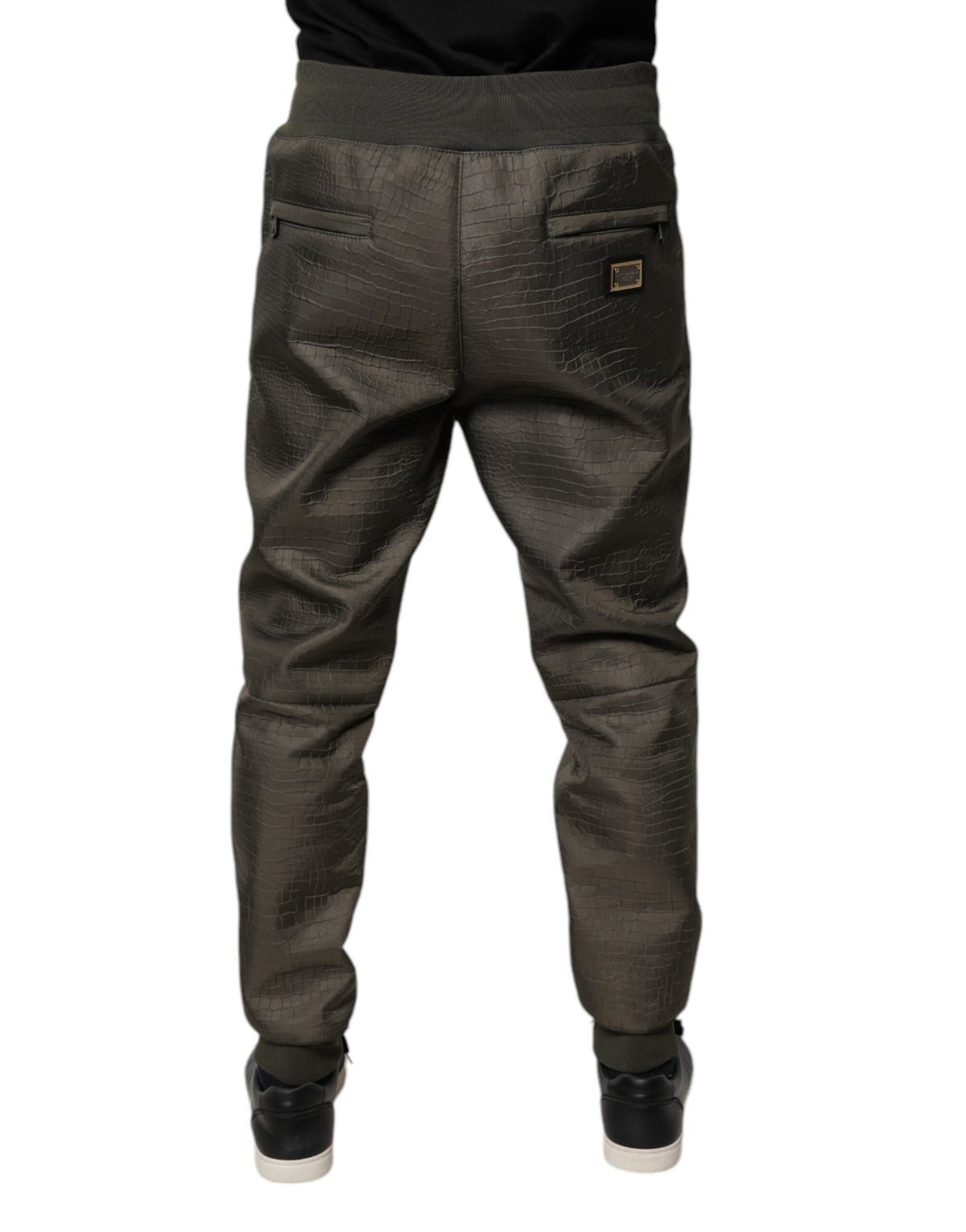 Pantalon de survêtement en cuir d'agneau marron pour homme de Dolce &amp; Gabbana