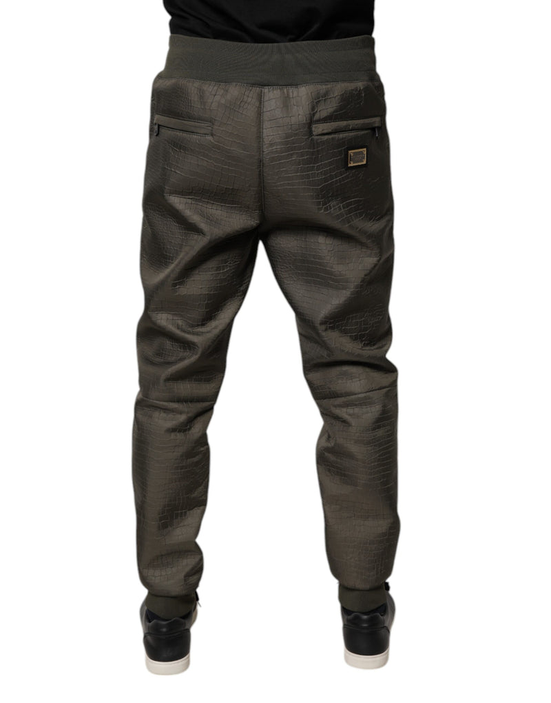 Pantalon de survêtement en cuir d'agneau marron pour homme de Dolce &amp; Gabbana