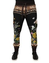 Pantalon de jogging en coton noir à motifs floraux Dolce &amp; Gabbana