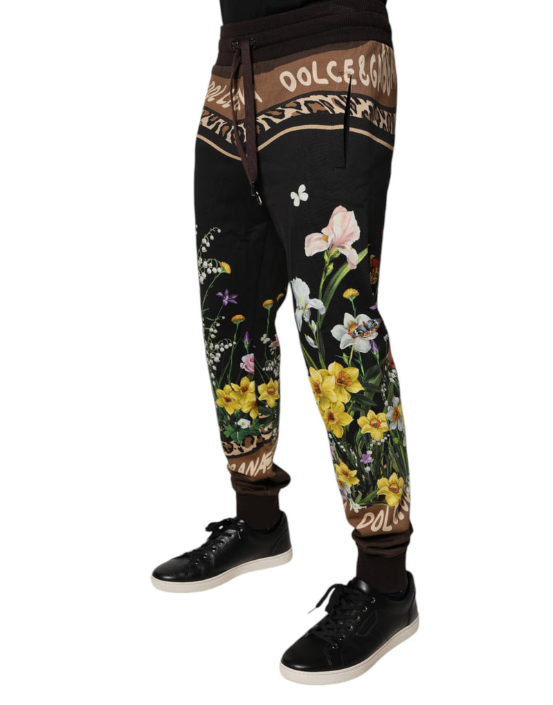 Dolce &amp; Gabbana zwarte katoenen joggingbroek met bloemenprint