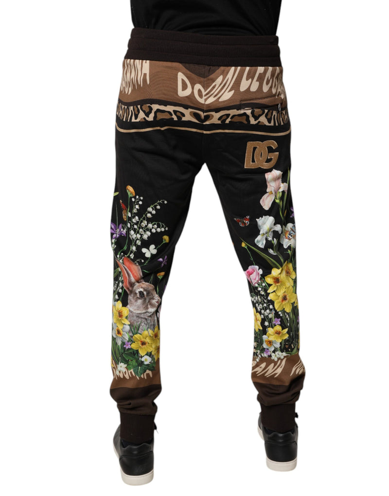 Dolce &amp; Gabbana zwarte katoenen joggingbroek met bloemenprint