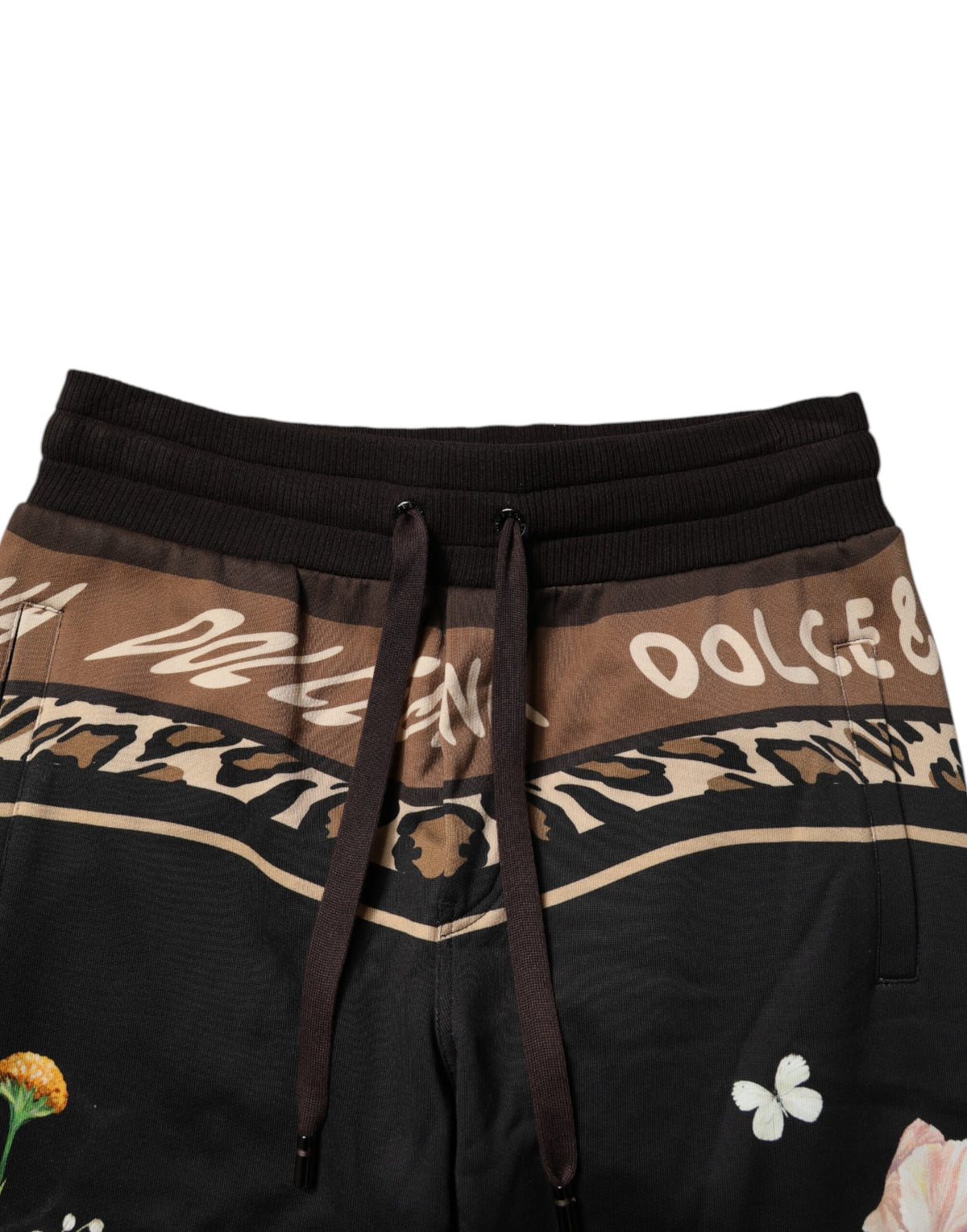 Pantalon de jogging en coton noir à motifs floraux Dolce &amp; Gabbana