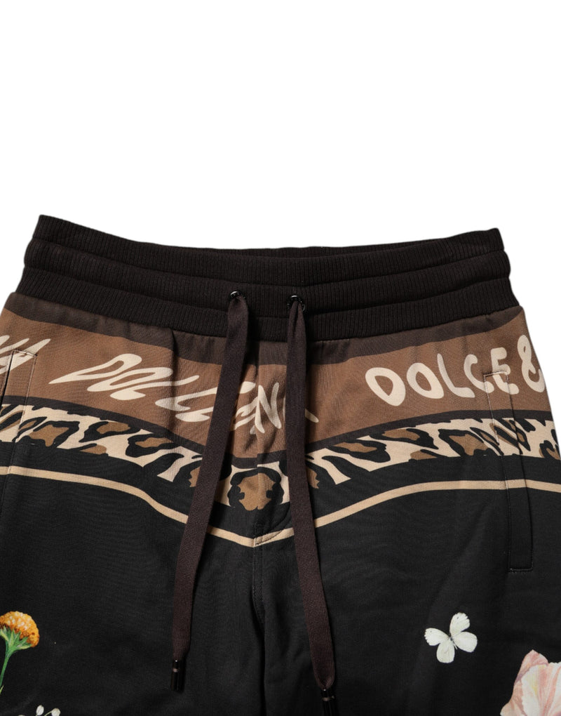 Dolce &amp; Gabbana zwarte katoenen joggingbroek met bloemenprint