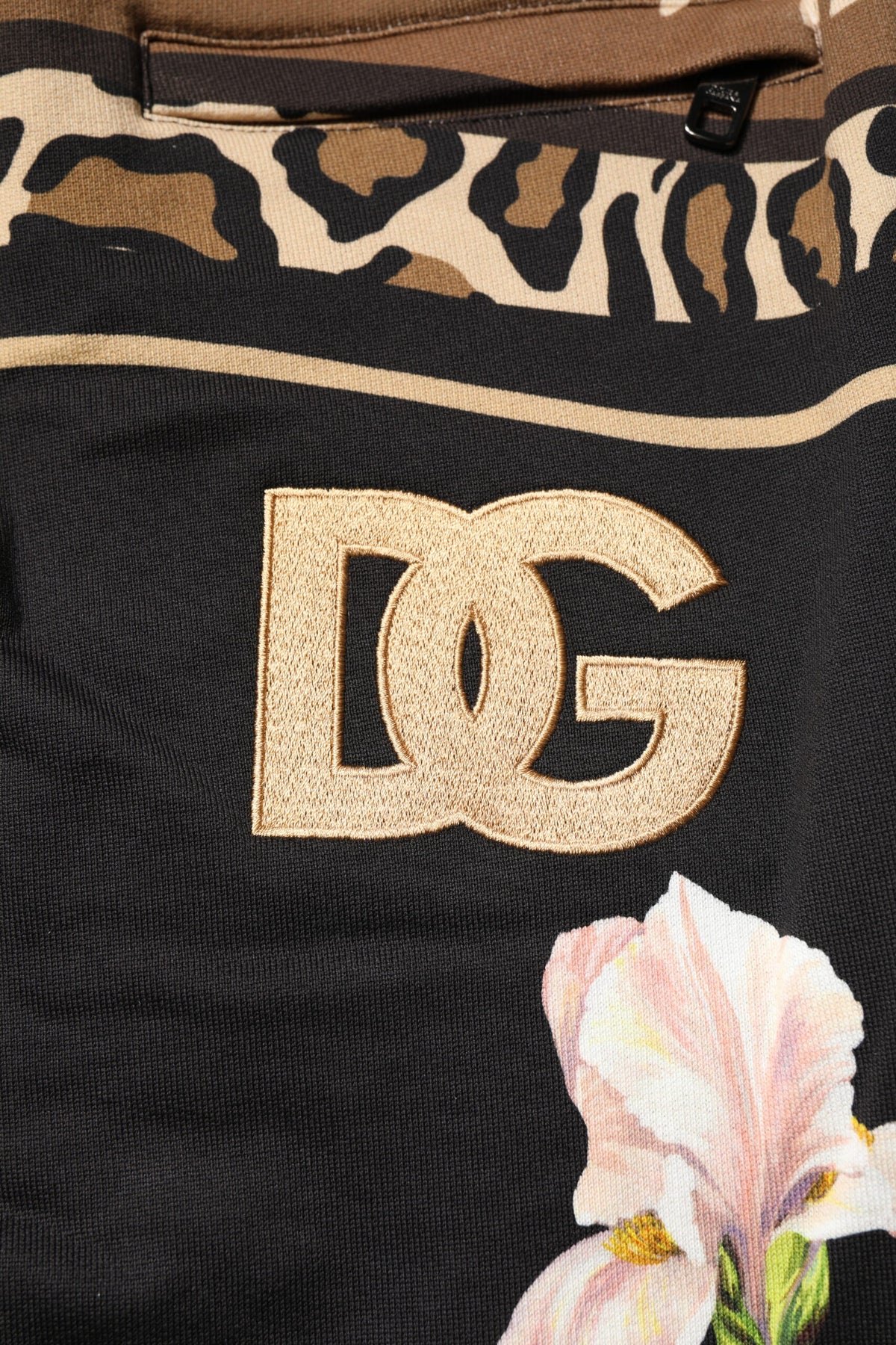 Pantalon de jogging en coton noir à motifs floraux Dolce &amp; Gabbana