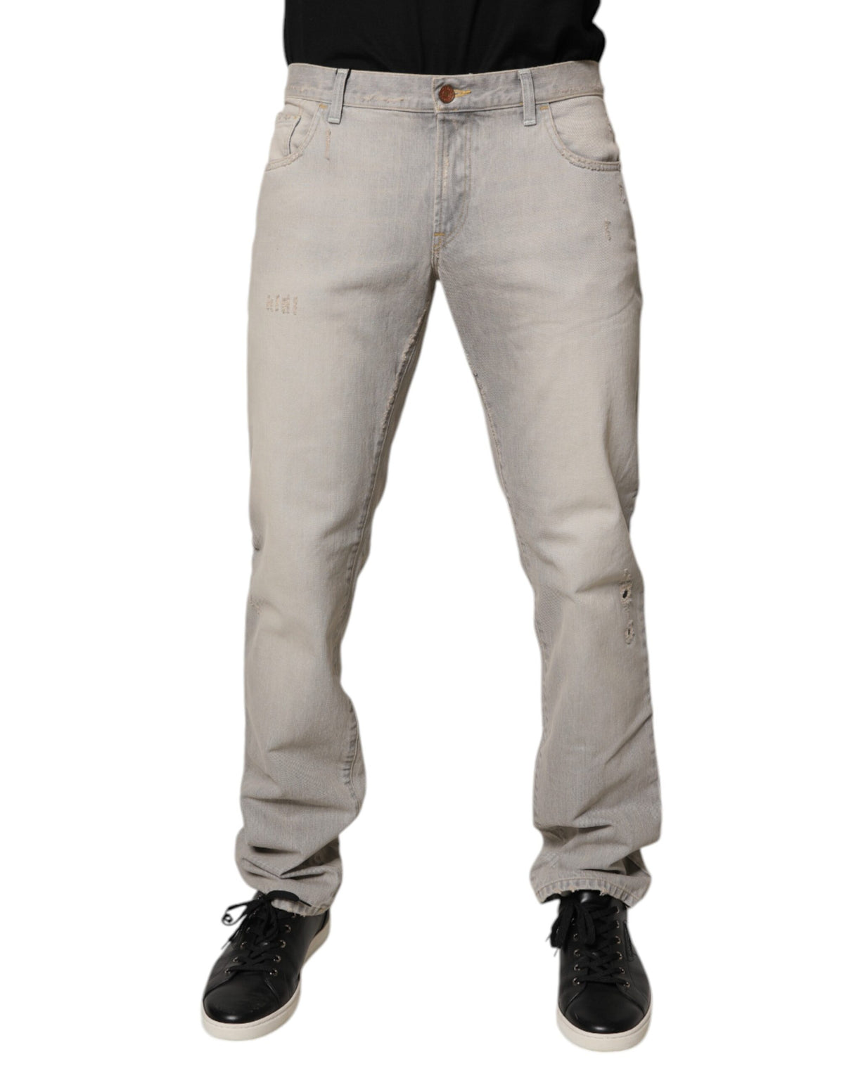 Jeans skinny en coton gris clair Dolce &amp; Gabbana