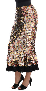 Jupe taille haute à volants dorés et paillettes de Dolce &amp; Gabbana