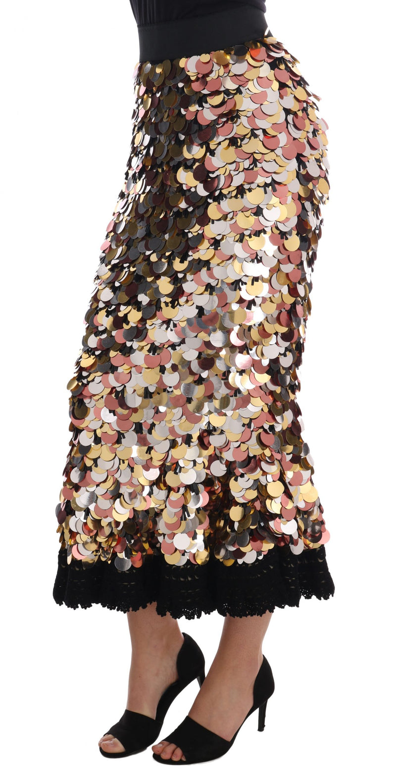 Jupe taille haute à volants dorés et paillettes de Dolce &amp; Gabbana