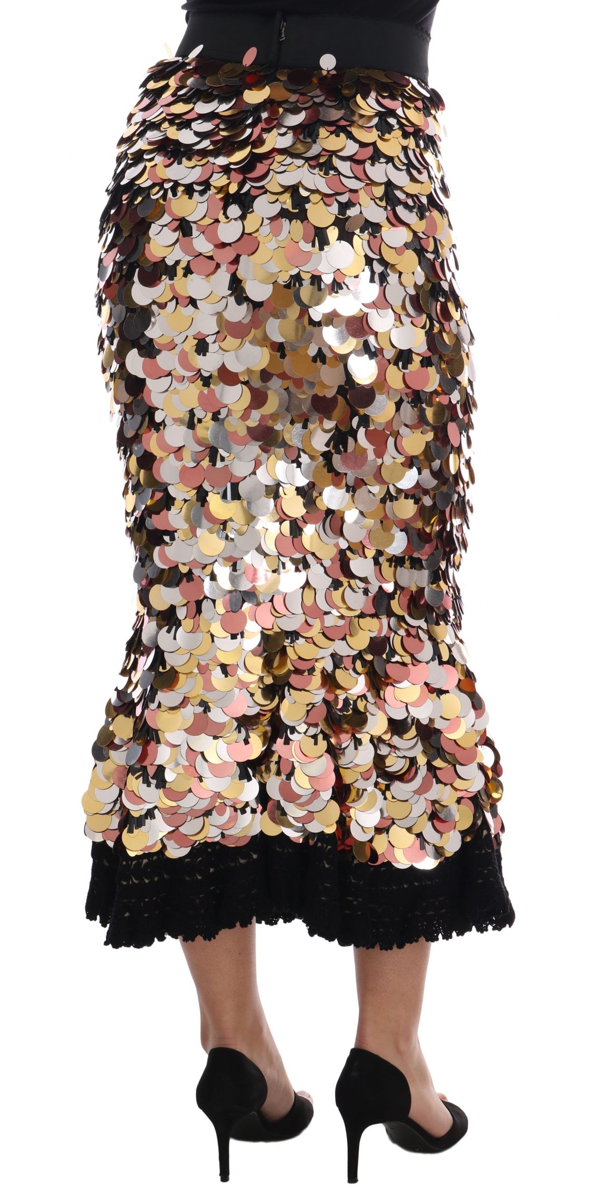 Jupe taille haute à volants dorés et paillettes de Dolce &amp; Gabbana