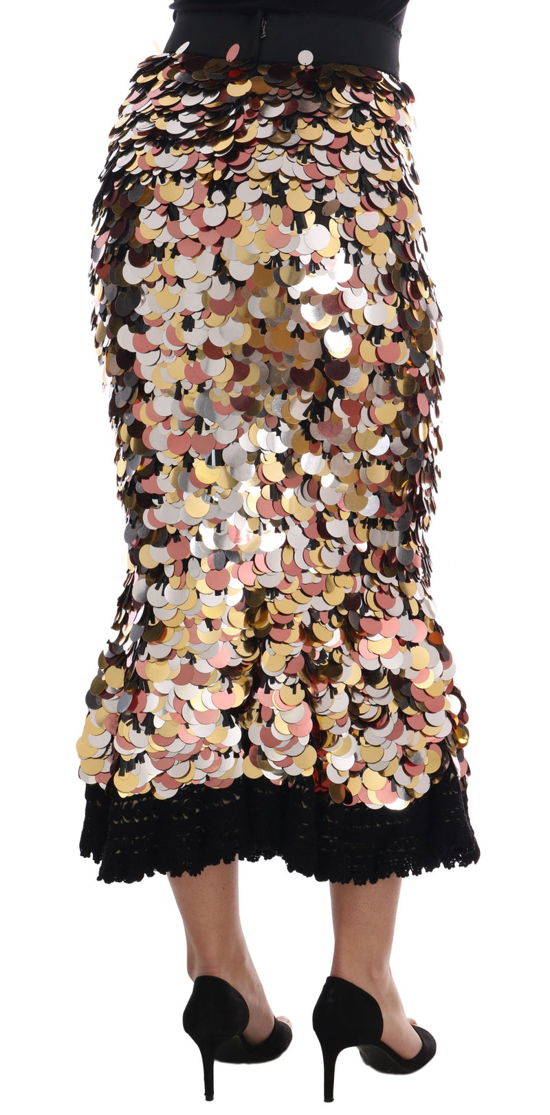 Jupe taille haute à volants dorés et paillettes de Dolce &amp; Gabbana