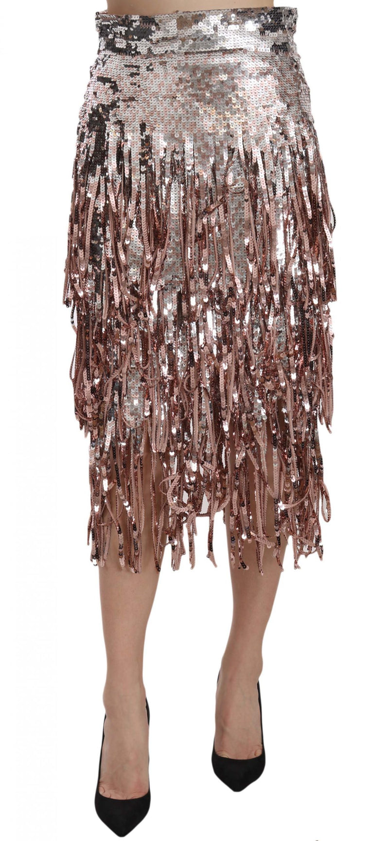 Jupe crayon midi à franges et paillettes de Dolce &amp; Gabbana