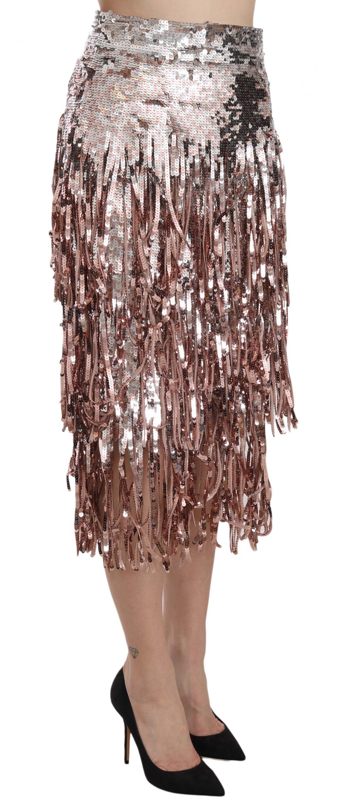 Jupe crayon midi à franges et paillettes de Dolce &amp; Gabbana