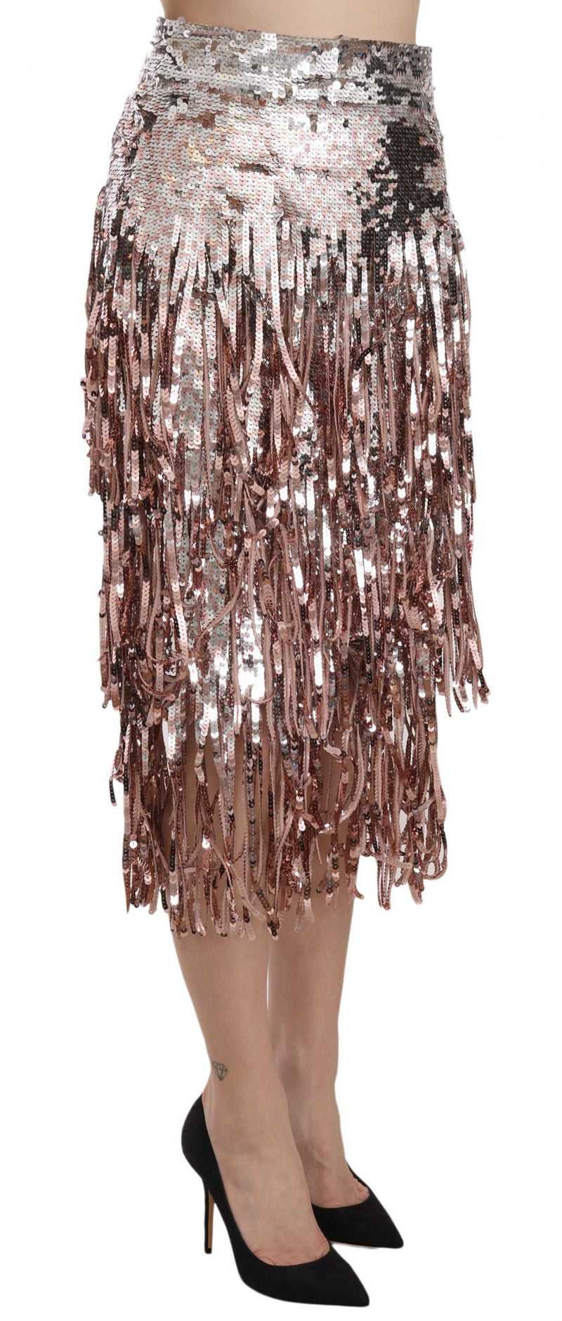 Jupe crayon midi à franges et paillettes de Dolce &amp; Gabbana