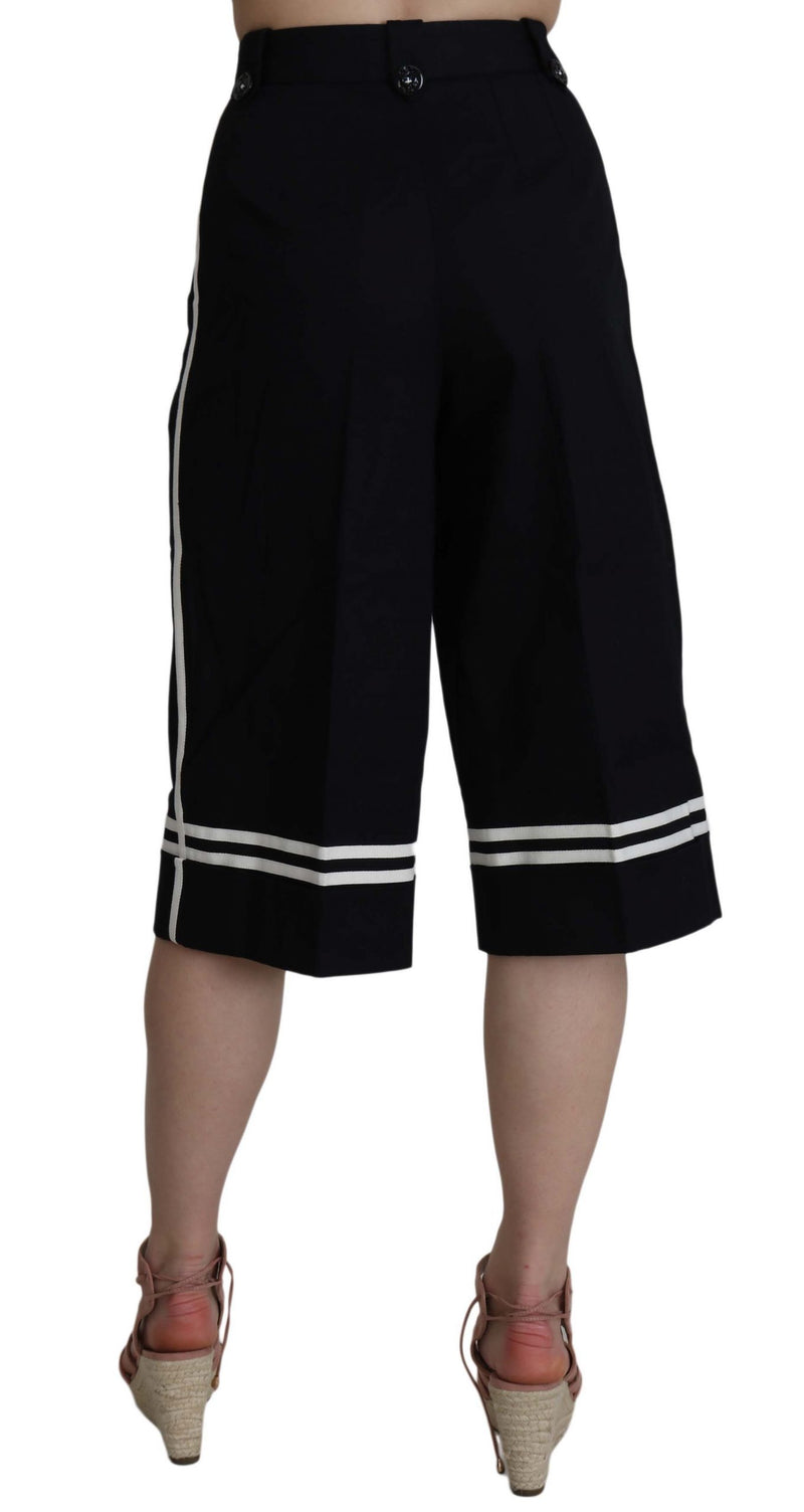 Pantalon court noir en coton brodé de Dolce &amp; Gabbana