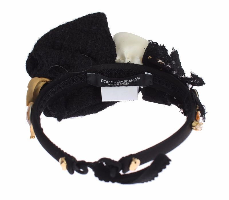 Dolce &amp; Gabbana Diadème Serre-tête Tiara Blanc Rose Cristal Cheveux Or