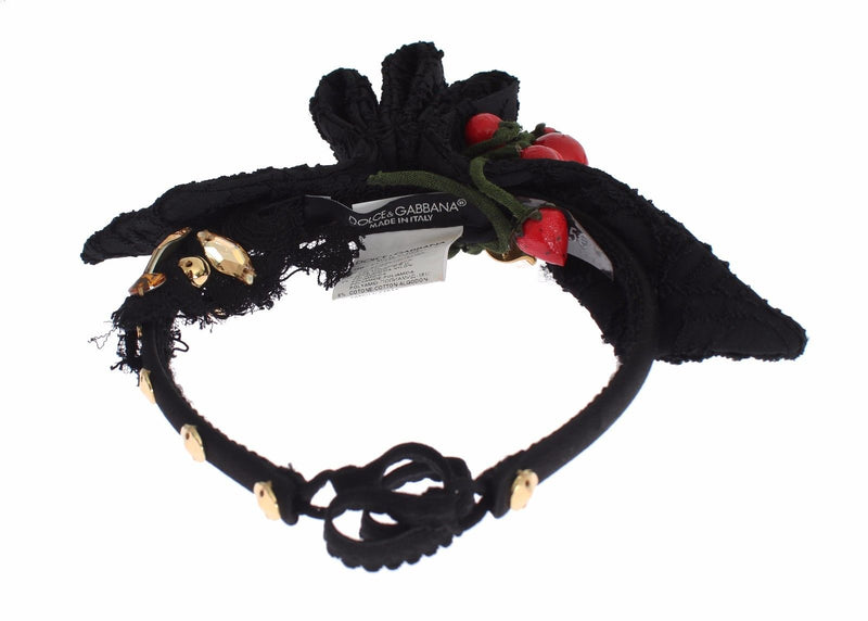 Bandeau diadème Dolce &amp; Gabbana avec nœud en cristal et fruits rouges