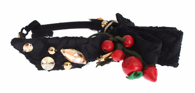 Bandeau diadème Dolce &amp; Gabbana avec nœud en cristal et fruits rouges
