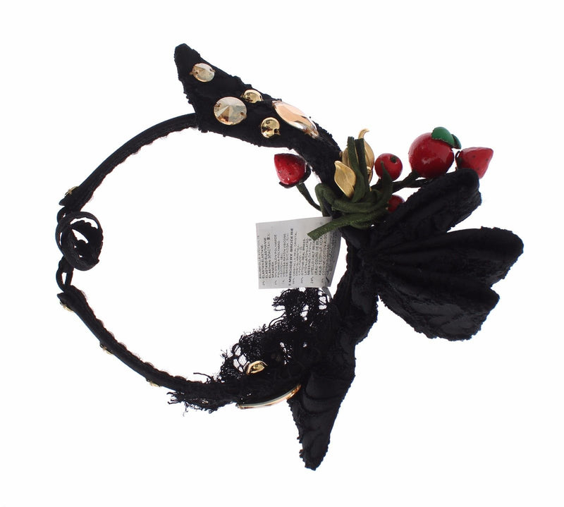 Bandeau diadème Dolce &amp; Gabbana avec nœud en cristal et fruits rouges