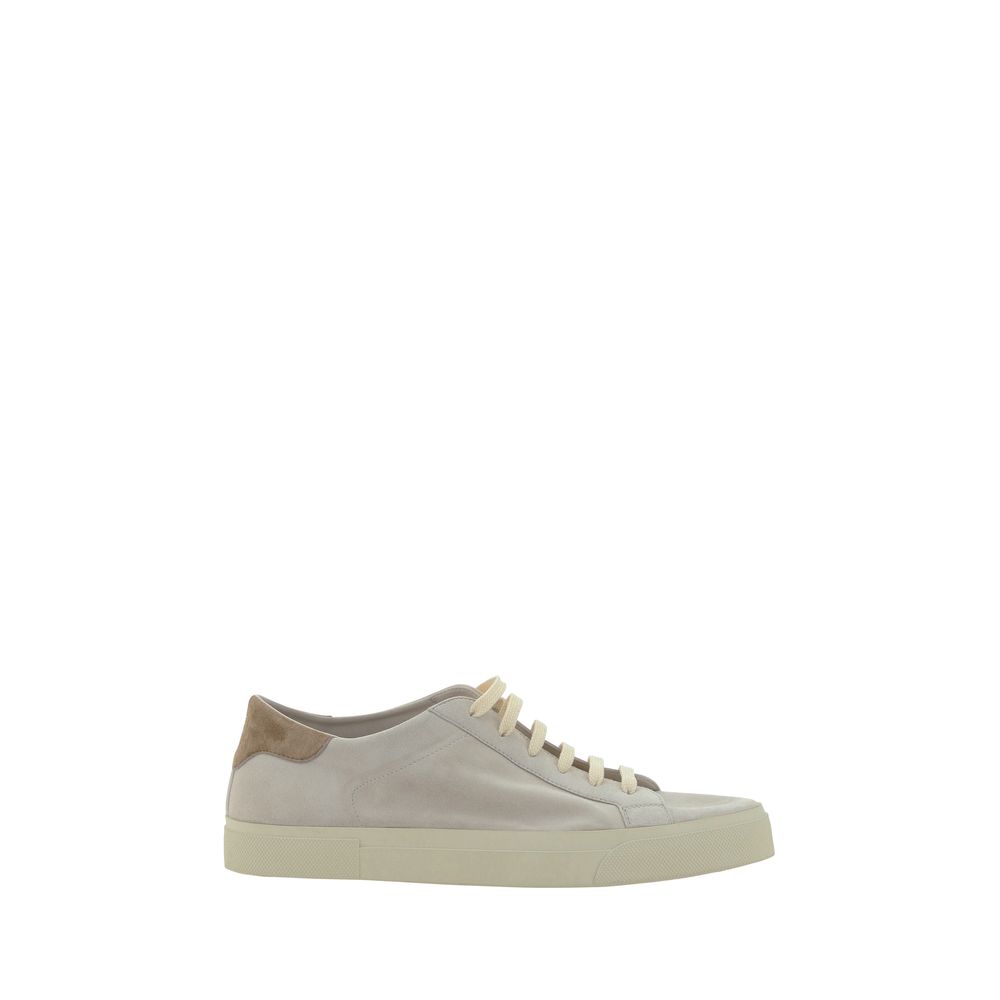Sneakers en cuir blanc crème de Brunello Cucinelli