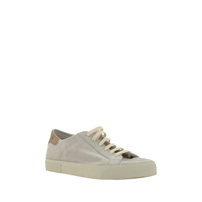 Sneakers en cuir blanc crème de Brunello Cucinelli