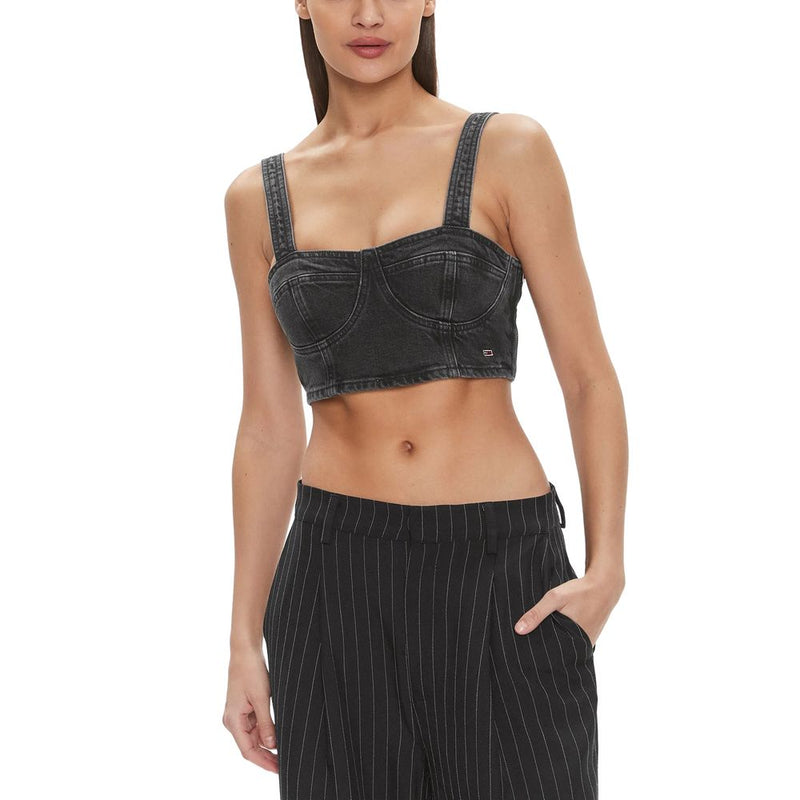 Tommy Hilfiger Jeans Black Recycled Cotton Bustier Top