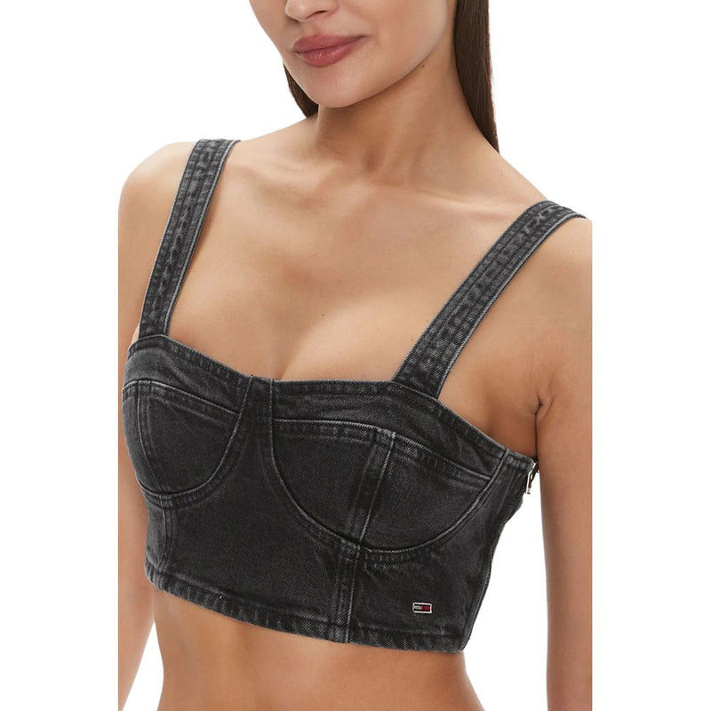 Tommy Hilfiger Jeans Black Recycled Cotton Bustier Top