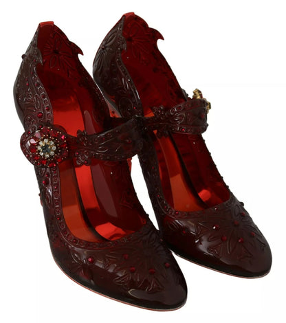 Dolce & Gabbana Red Floral Crystal Heels CINDERELLA Shoes