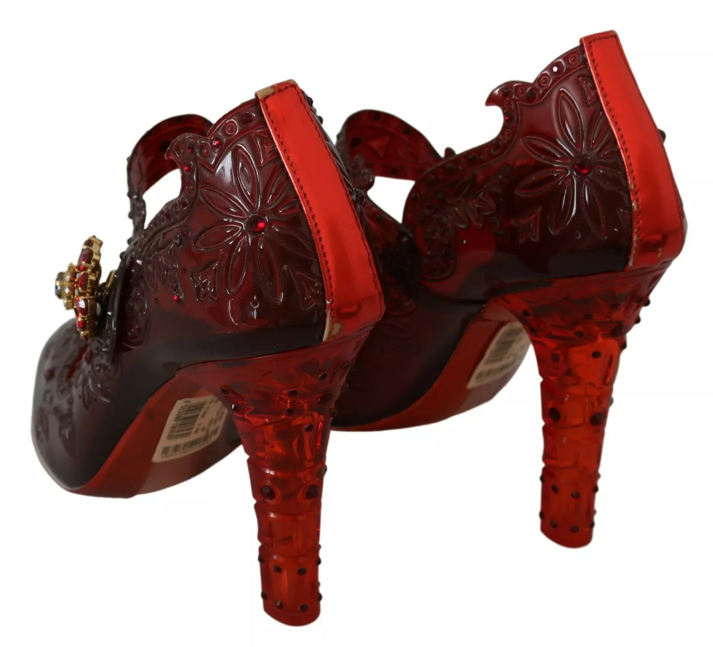 Dolce & Gabbana Red Floral Crystal Heels CINDERELLA Shoes