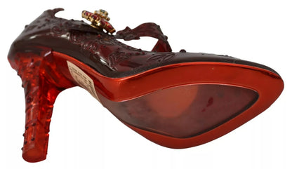 Dolce & Gabbana Red Floral Crystal Heels CINDERELLA Shoes