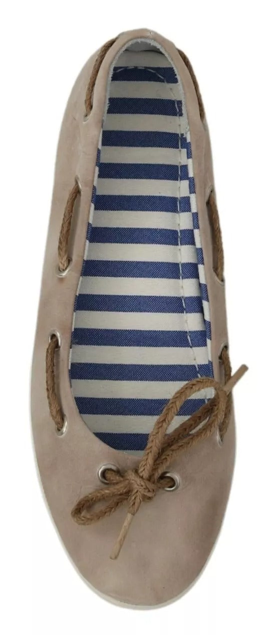 Pantofola D'Oro Beige Suede Lace Bow Loafers - Élégantes Ballet Flats