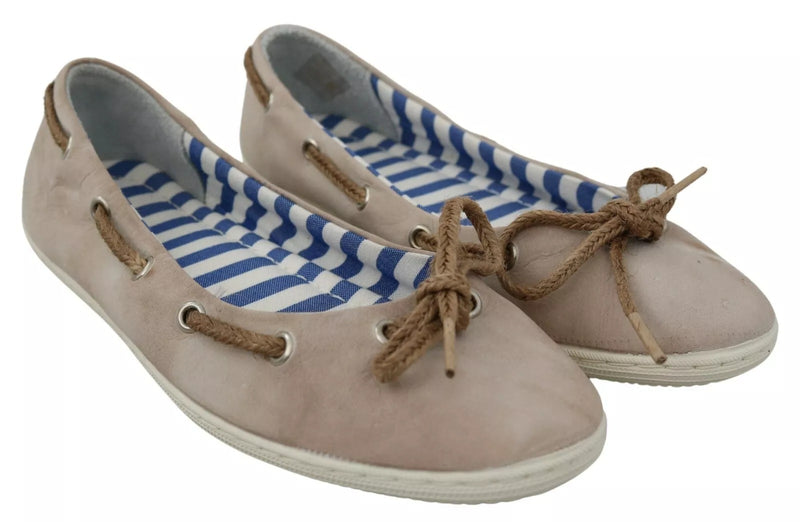 Pantofola D'Oro Beige Suede Lace Bow Loafers - Élégantes Ballet Flats