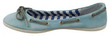 Pantofola D'Oro Sky Blue Suede Lace Bow Loafers Ballet Flats