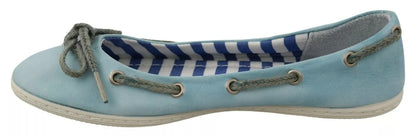 Pantofola D'Oro Sky Blue Suede Lace Bow Loafers Ballet Flat Shoes
