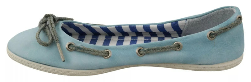 Pantofola D'Oro Sky Blue Suede Lace Bow Loafers Ballet Flats