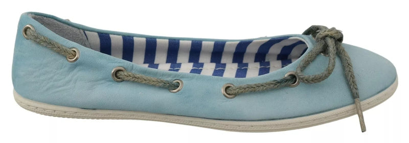 Pantofola D'Oro Sky Blue Suede Lace Bow Loafers Ballet Flats