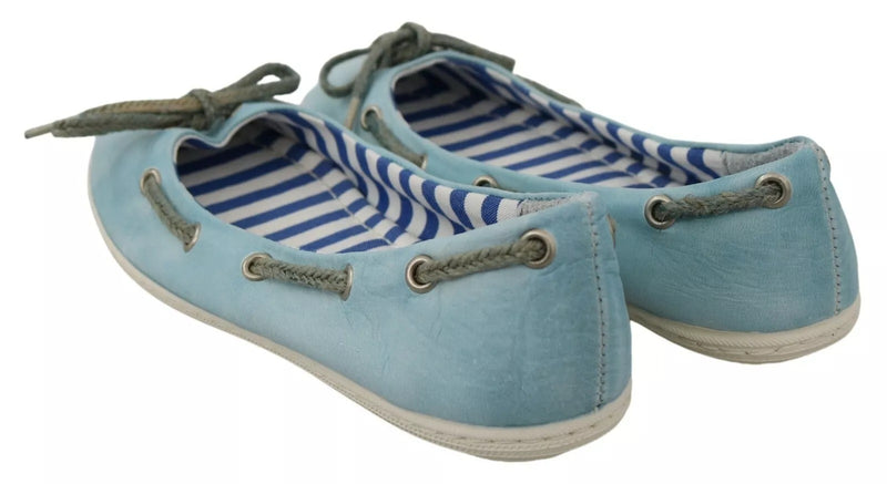 Pantofola D'Oro Sky Blue Suede Lace Bow Loafers Ballet Flats