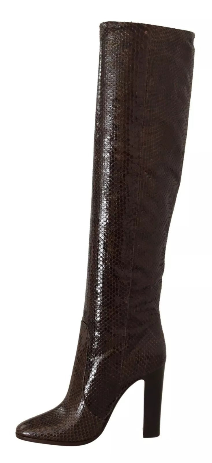 Dolce & Gabbana Bottes Hautes en Cuir Exotique Marron