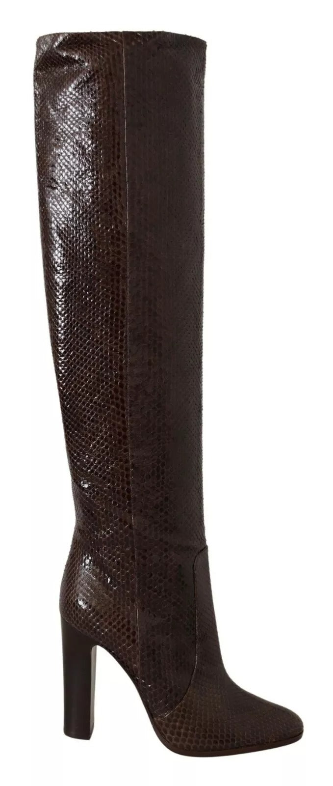 Dolce & Gabbana Bottes Hautes en Cuir Exotique Marron