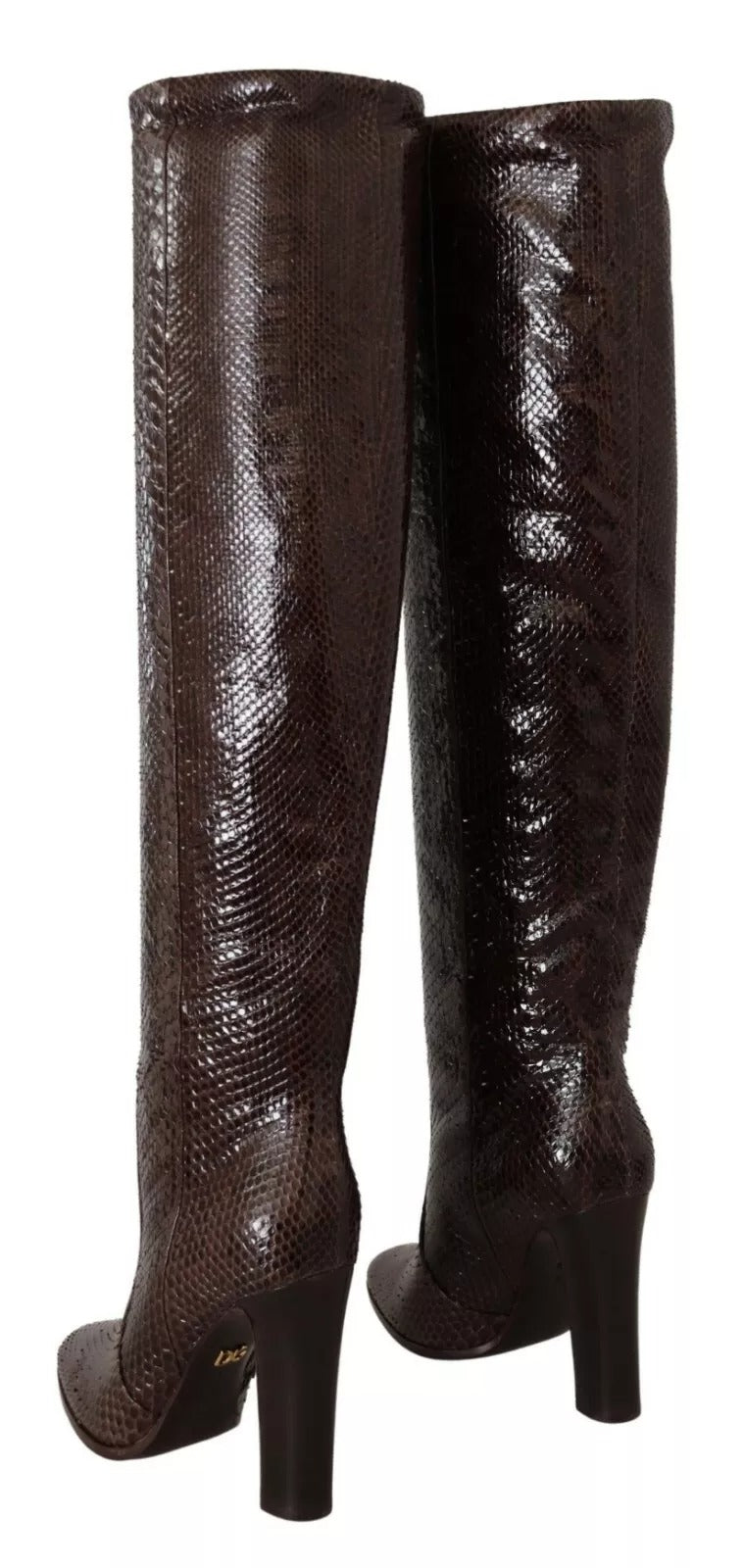 Dolce & Gabbana Bottes Hautes en Cuir Exotique Marron