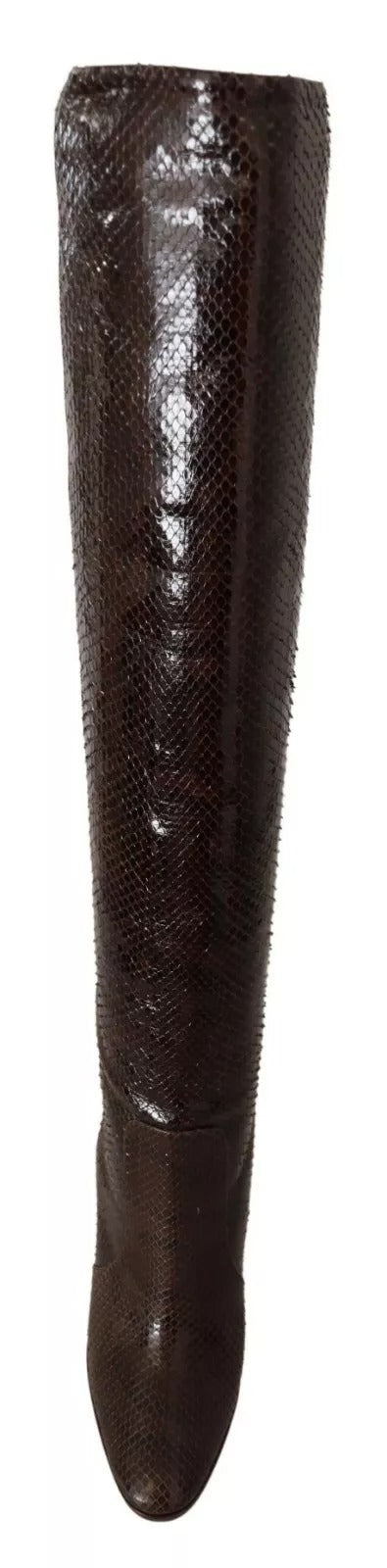 Dolce & Gabbana Bottes Hautes en Cuir Exotique Marron